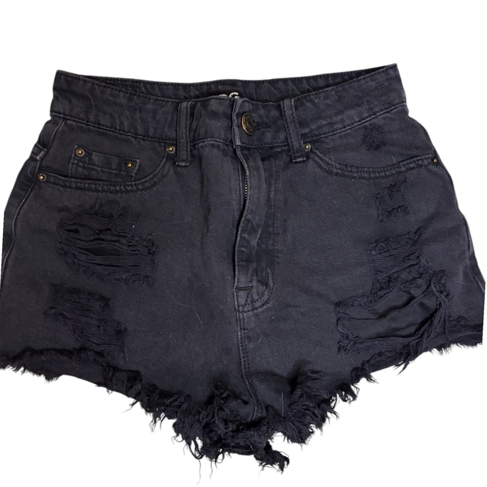 BDG Black High-Waisted Distressed Jean Shorts